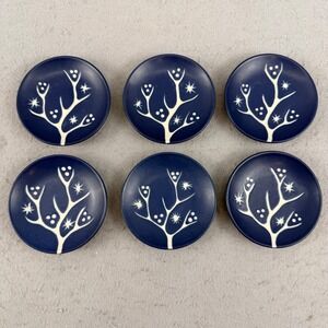 Soholm Denmark Handpainted Blue Butter Pat Plates Set of 6 Mid Century Modern